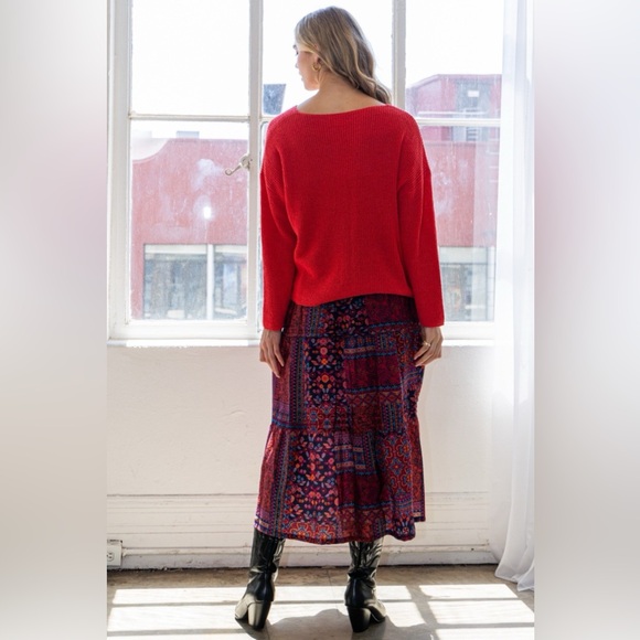 ODDI Full Size Printed Tiered Maxi Skirt - Picture 2 of 7